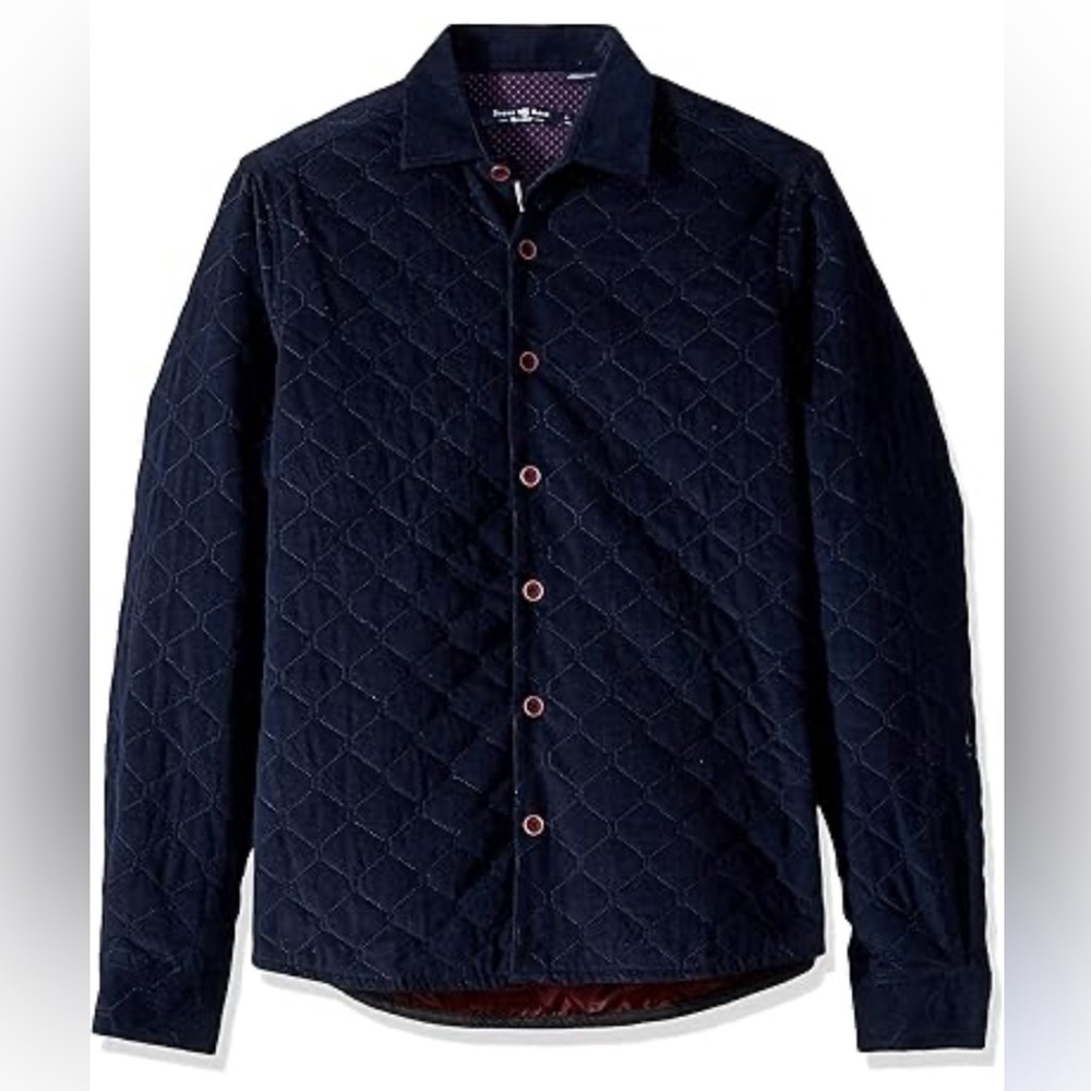 Stone Rose Men's Long Sleeve Quilted Shirt-Jacket dark Navy Shirt sz medium